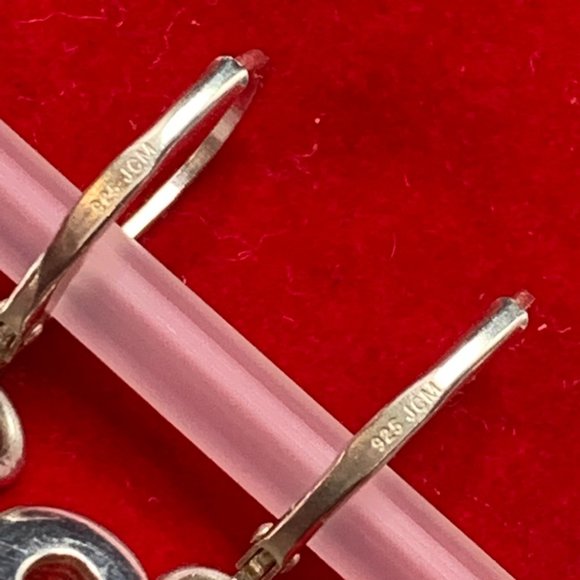 .925 Sterling JCM Signature Heart Earrings. Very cute Valentine Day Earrings. - Picture 2 of 3